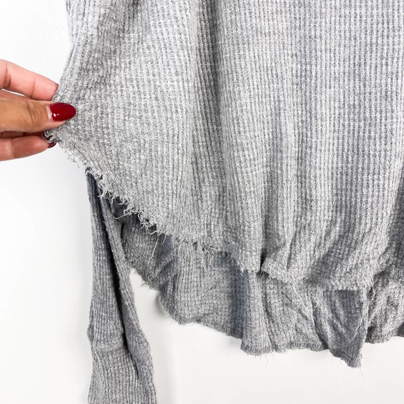 Saturday Sunday Anthropologie (M) Waffle Knit Thermal Scoop Tee Shirt Gray - Picture 4 of 9